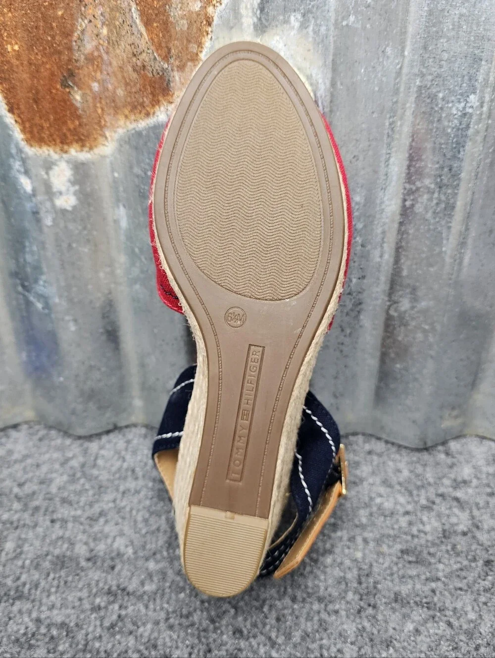 Tommy Hilfiger Women's Nilsa Closed-Toe Espadrille Wedge Sandals – Red/Navy/Tan